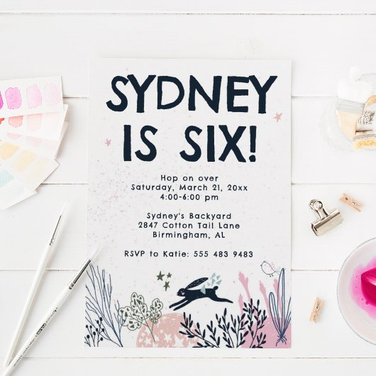 Bunny Rabbit Birthday Party Invitation Kaart