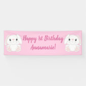 Bunny Rabbit Birthday Party Pink Spandoek (Horizontaal)