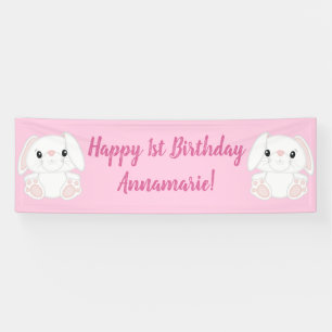 Bunny Rabbit Birthday Party Pink Spandoek