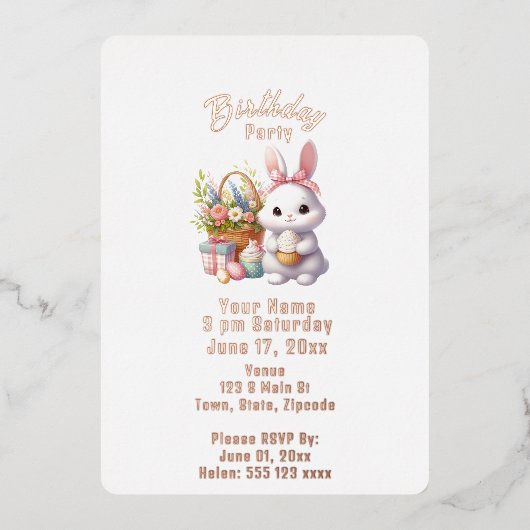 Bunny Rabbit Birthday Uitnodiging (Voorkant)