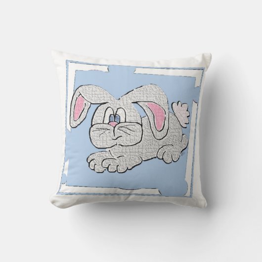 Bunny Rabbit (blauw) Kussen (Voorkant)