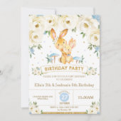 Bunny Rabbit Bloemen Gewricht Verjaardag Zus Broer Kaart (Voorkant)