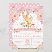 Bunny Rabbit Bloemen Gezamenlijke Verjaardagsfeest Kaart (Voorkant / Achterkant)