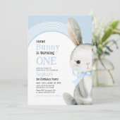 Bunny Rabbit Blue Arch 1st Birthday Boy Kaart (Staand voorkant)