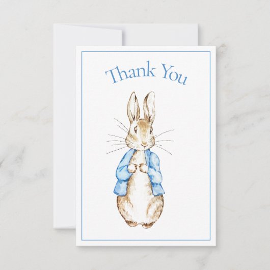 Bunny Rabbit Blue Baby shower Bedankt (Voorkant)