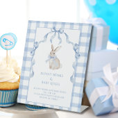 Bunny Rabbit Blue Baby shower Guessing Jar Reclamebord Met Voetstuk