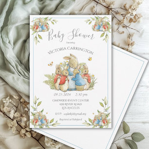Bunny Rabbit Blue Baby shower Kaart