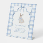 Bunny Rabbit Blue Baby Shower Pacifier Hunt Reclamebord Met Voetstuk (Voorkant)