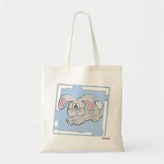 Bunny Rabbit Blue Background Tote Bag (Voorkant)