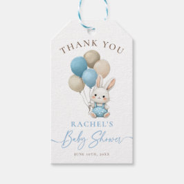 Bunny Rabbit Blue Balloons Boy Baby shower Cadeaulabel