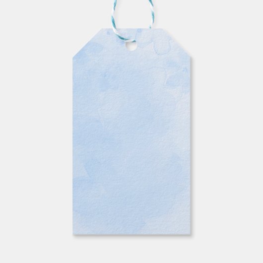 Bunny Rabbit Blue Balloons Boy Baby shower Cadeaulabel (Achterkant)