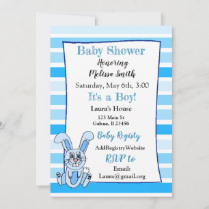 Bunny Rabbit Blue Boy Baby Shower-uitvindingen Kaart
