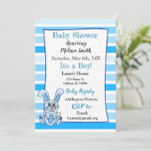 Bunny Rabbit Blue Boy Baby Shower-uitvindingen Kaart (Staand voorkant)