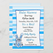 Bunny Rabbit Blue Boy Baby Shower-uitvindingen Kaart (Voorkant / Achterkant)