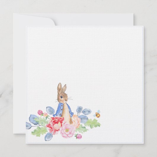 Bunny Rabbit Blue Floral Baby shower Uitnodiging (Achterkant)