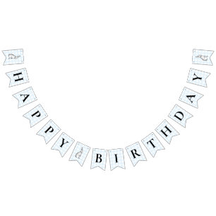 Bunny Rabbit Blue Gingham Birthday Bunting Banner