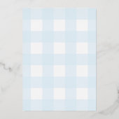 Bunny Rabbit Blue Gingham Birthday Folie Uitnodigi Folie Uitnodiging (Achterkant)