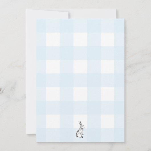 Bunny Rabbit Blue Gingham Christening Kaart (Achterkant)