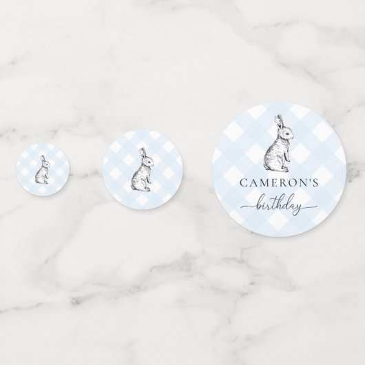 Bunny Rabbit Blue Gingham Table Confetti (Voorkanten)