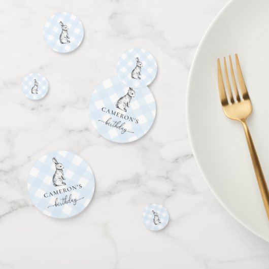 Bunny Rabbit Blue Gingham Table Confetti (Groep)