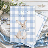 Bunny Rabbit Blue Plaid Vintage  Bedankkaart
