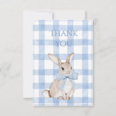 Bunny Rabbit Blue Plaid Vintage  Bedankkaart (Voorkant)