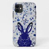 Bunny Rabbit Blue Terrazzo Monogram Modern Case-Mate iPhone Case (Achterkant)