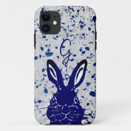 Bunny Rabbit Blue Terrazzo Monogram Modern Case-Mate iPhone Case