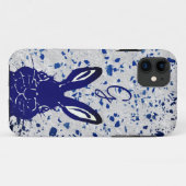 Bunny Rabbit Blue Terrazzo Monogram Modern Case-Mate iPhone Case (Achterkant (horizontaal))