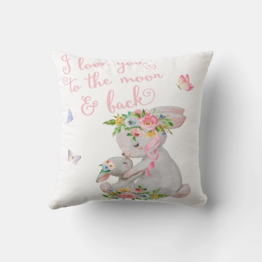 Bunny Rabbit Boho Woodland Girl Nursery Pillow Kussen (Achterkant)