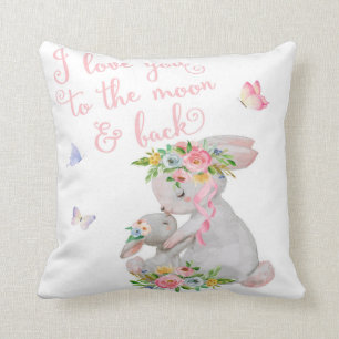 Bunny Rabbit Boho Woodland Girl Nursery Pillow Kussen
