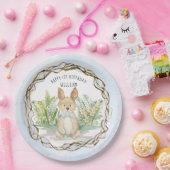 Bunny Rabbit Bow Stropdas Waterverf Boy 1st Birthd Papieren Bordje (Feest)