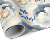 Bunny Rabbit Boy Oh Baby Baby shower Cadeaupapier (Rol Hoek)