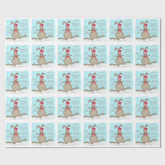 Bunny Rabbit Brief van de Kerstman Cadeaupapier (Vlak)