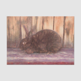 Bunny Rabbit Brown Wood Grain Sketch Art Pasen Tissuepapier