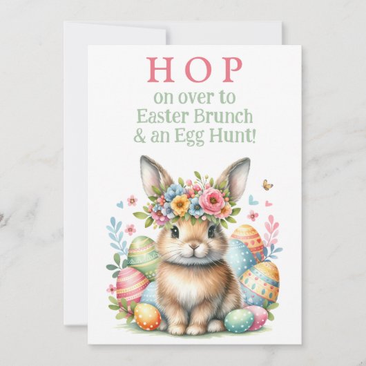 Bunny Rabbit Brunch en Easter Egg Hunt Uitnodiging (Voorkant)