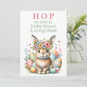Bunny Rabbit Brunch en Easter Egg Hunt Uitnodiging (Staand voorkant)
