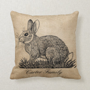 Bunny Rabbit Burlap Kussen