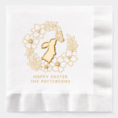 Bunny Rabbit Butterfly Bloemenkrans Happy Easter Folie Servetten (Voorkant)