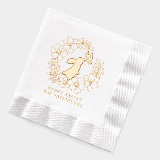 Bunny Rabbit Butterfly Bloemenkrans Happy Easter Folie Servetten (Links)