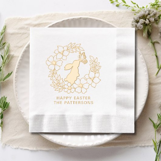 Bunny Rabbit Butterfly Bloemenkrans Happy Easter Folie Servetten