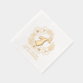Bunny Rabbit Butterfly Bloemenkrans Happy Easter Folie Servetten (Rechts)