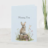Bunny Rabbit Butterfly Missing You Kaart (Voorkant)