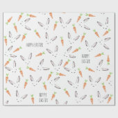 Bunny Rabbit Carrot Large Pattern Happy Paaster Cadeaupapier (Vlak)