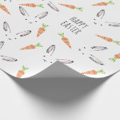Bunny Rabbit Carrot Large Pattern Happy Paaster Cadeaupapier (Hoek)