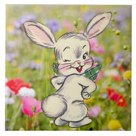 Bunny Rabbit Ceramic Tegel Tegeltje (Voorkant)
