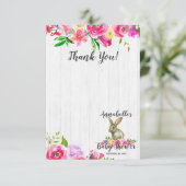 Bunny Rabbit Chic Floral Baby shower Dank je Advieskaart (Staand voorkant)