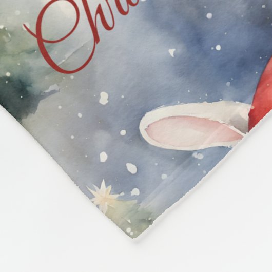 Bunny Rabbit Christmas Fleece Deken (Hoek)