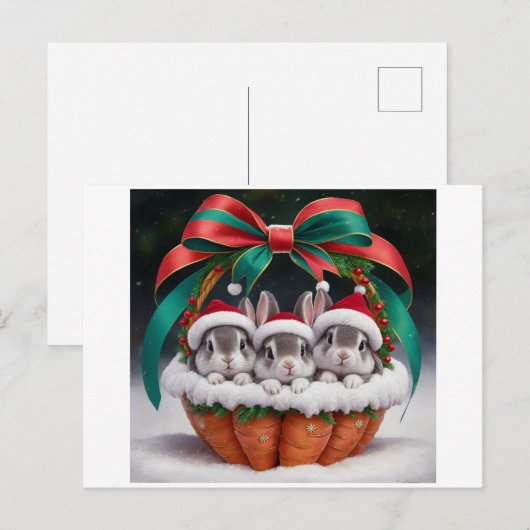 Bunny Rabbit Christmas Kaarten (Voorkant / Achterkant)