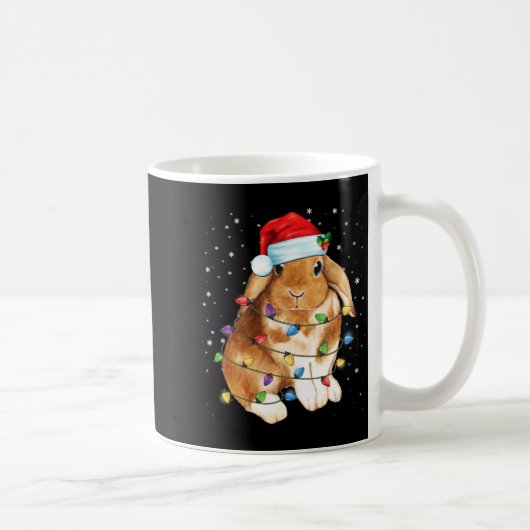 Bunny Rabbit Christmas Lights Santa Hat Funny Xmas Koffiemok (Rechts)